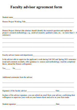 Faculty Advisor Agreement Form