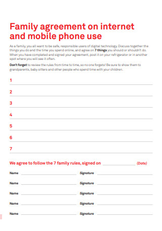 Family Agreement on Internet and Mobile Phone Use