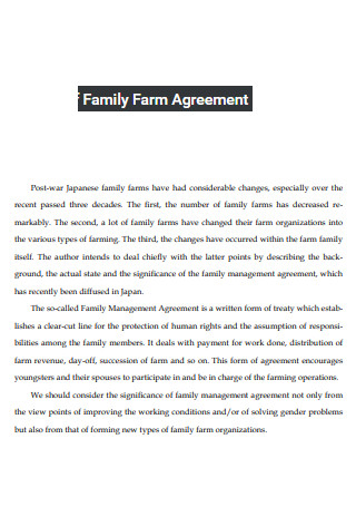 Family Farm Agreement