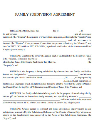 Family Subdivision Agreement