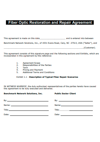 Fiber Optic Restoration and Repair Agreement