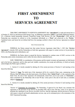 First Amendment to Service Agreement