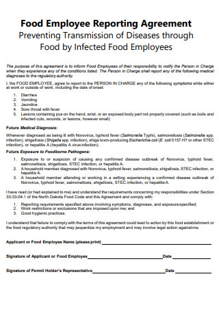 Food Employee Reporting Agreement