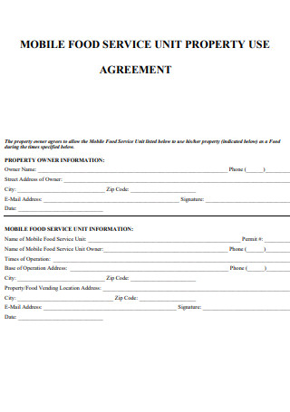 Food Mobile Property Use Agreement