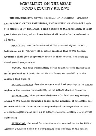 Food Security Reserve Agreement