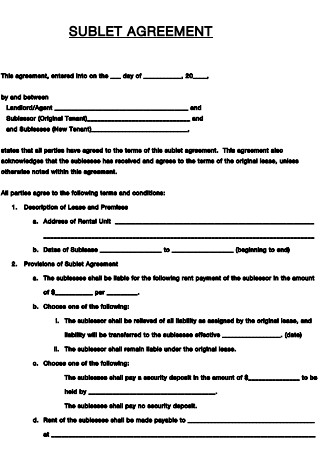 General Sublet Agreement
