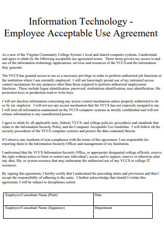 IT Employee Acceptable Use Agreement