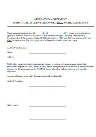 Individual Student Affiliation Agreement