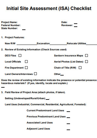 Initial Site Assessment Checklist