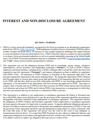 Interest And Non Disclosure Agreement