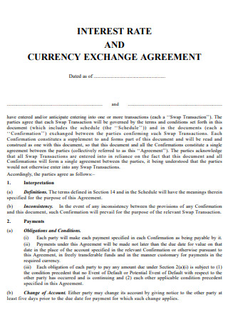Interest Rate and Currency Exchange Agreement