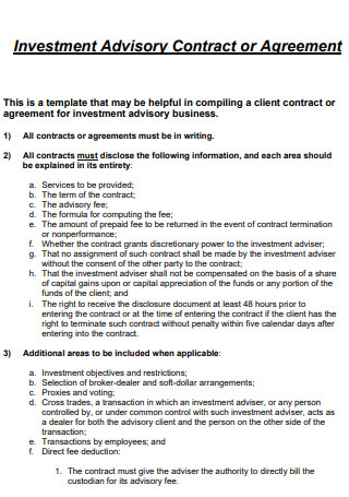 Investment Advisory Contract Agreement