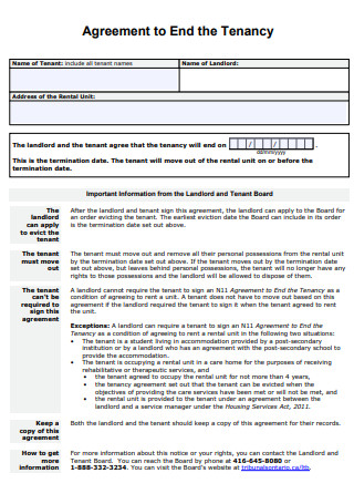 Landlord Agreement End the Tenancy