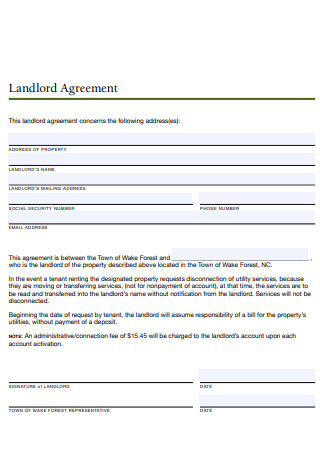 Landlord Agreement Example
