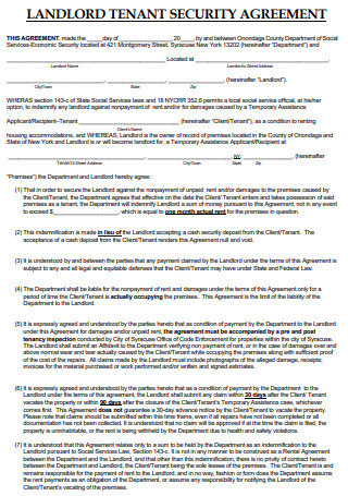 Landlord Tenant Security Agreement