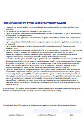 Landlord Terms of Agreement