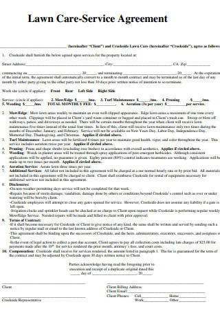 Lawn Care Agreement Template