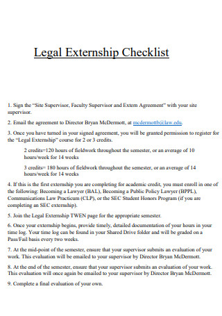 Legal Externship Checklist