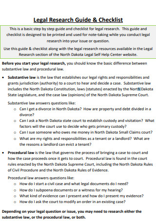Legal Research Guide Checklist