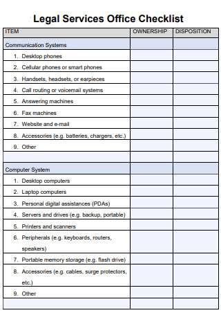 Legal Services Office Checklist