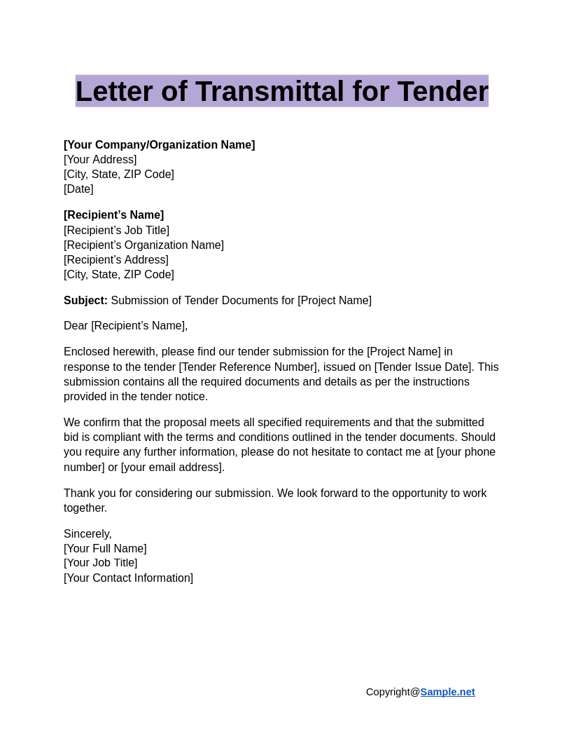 Letter of Transmittal for Tender Google Docs 12 31 2024 11 15 AM