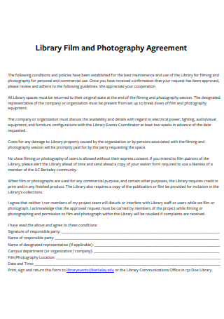 Library Film and Photography Agreement