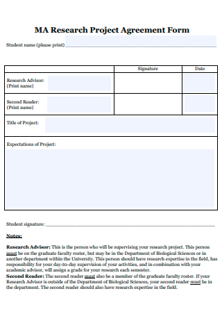MA Research Project Agreement Form