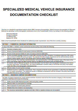 Medical Vehicle Insurance Documentation Checklist