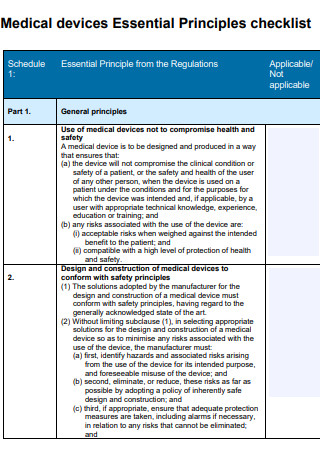Medical devices Essential Principles checklist