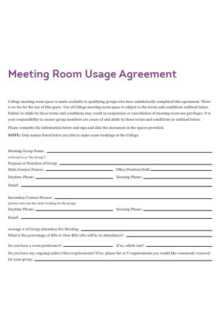 Meeting Room Usage Agreement