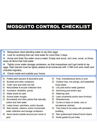 Mosquito Control Checklist