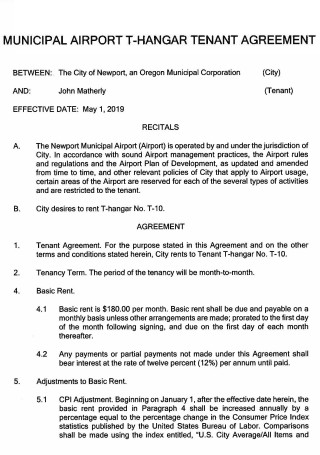 Municipal Tenant Agreement