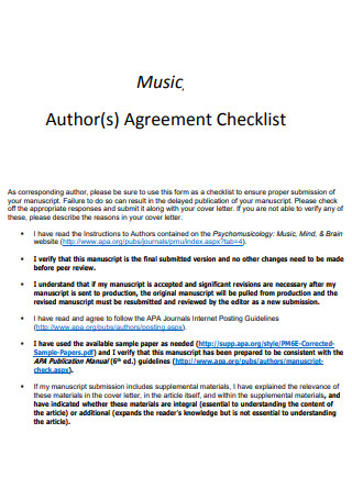 Music Agreement Checklist