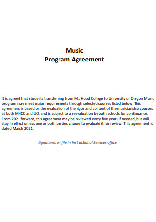 Music Program Agreement