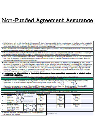 Non Funded Assurance Agreement