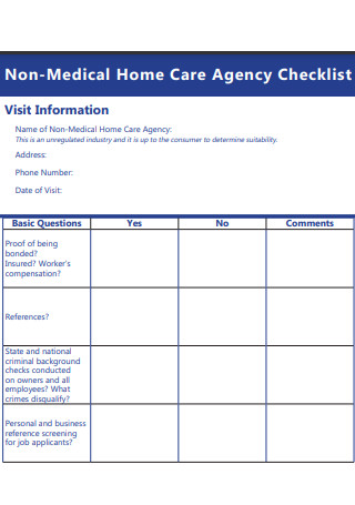 Non Medical Home Care Agency Checklist