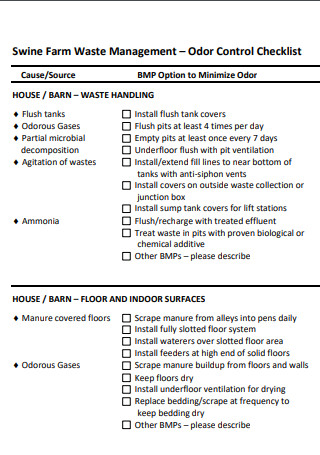Odor Control Checklist