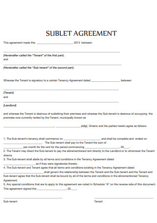 Off Campus Sublet Agreement