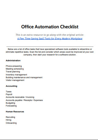 Office Automation Checklist