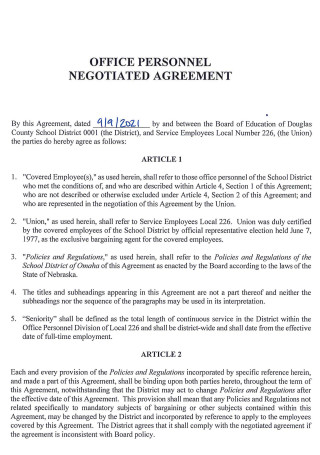 Office Personnel Negotiations Agreement