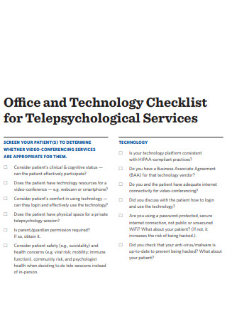 Office and Technology Checklist