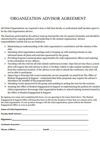 Organization Advisor Agreement