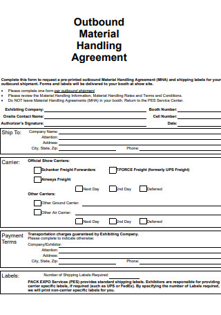 Outbound Material Handling Agreement