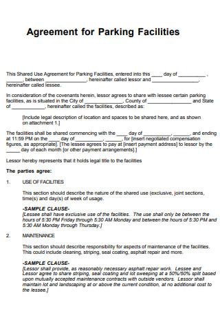 Parking Facilities Agreement