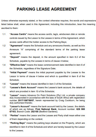 Parking Lease Agreement