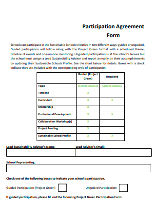 Participation Agreement Form