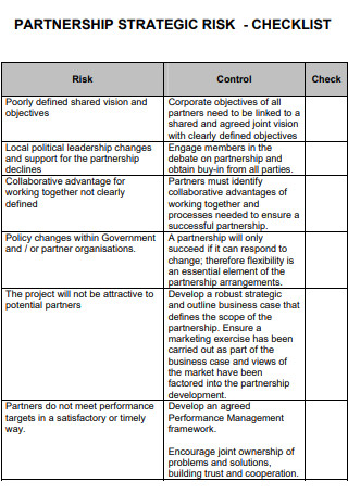 Partnership Strategic Risk Checklist