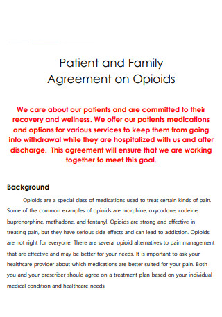 Patient and Family Agreement on Opioids