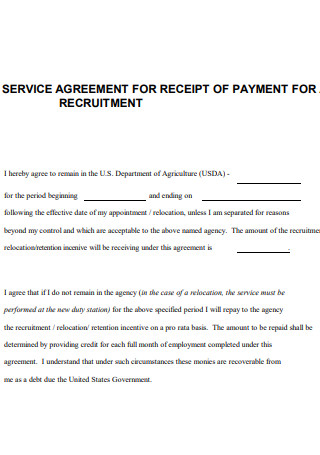 Payment for Recruitment Agreement