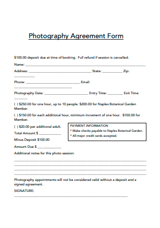Photography Agreement Form